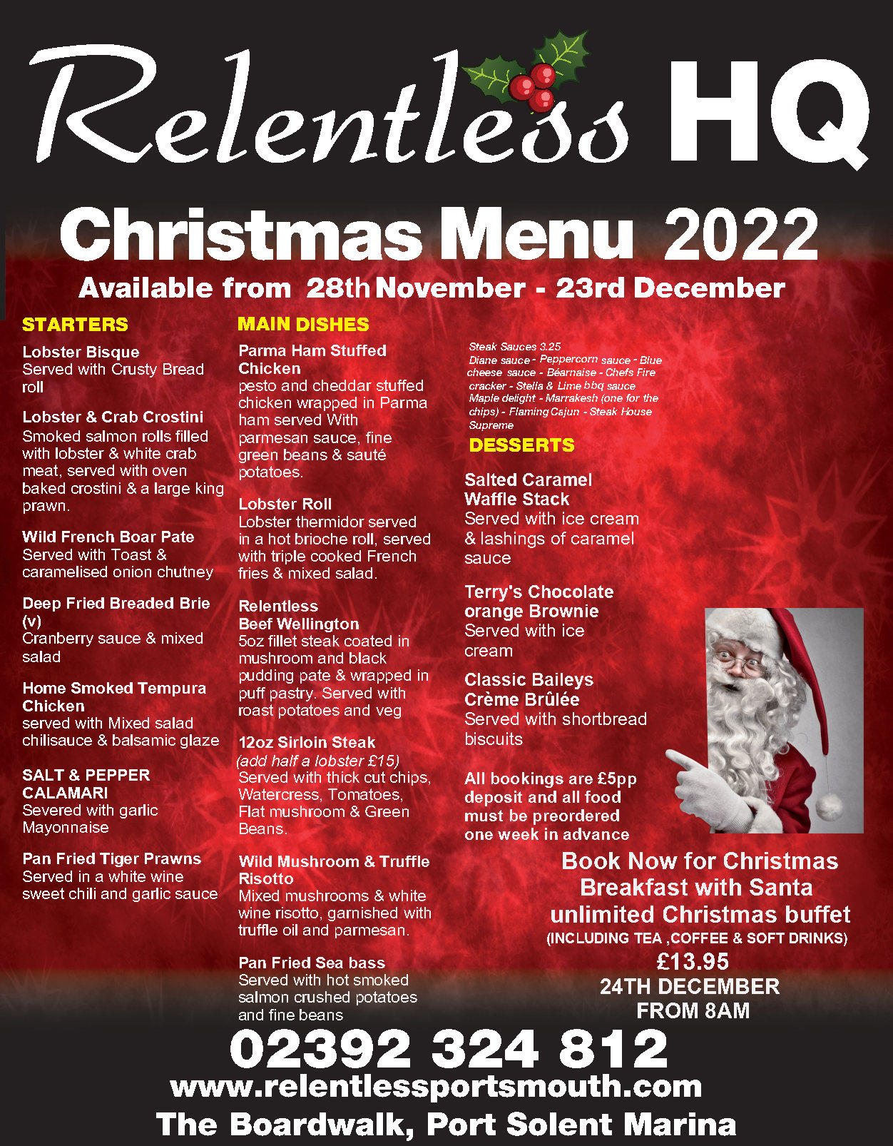 Relentless Menu OUR NEW MENU – Relentless